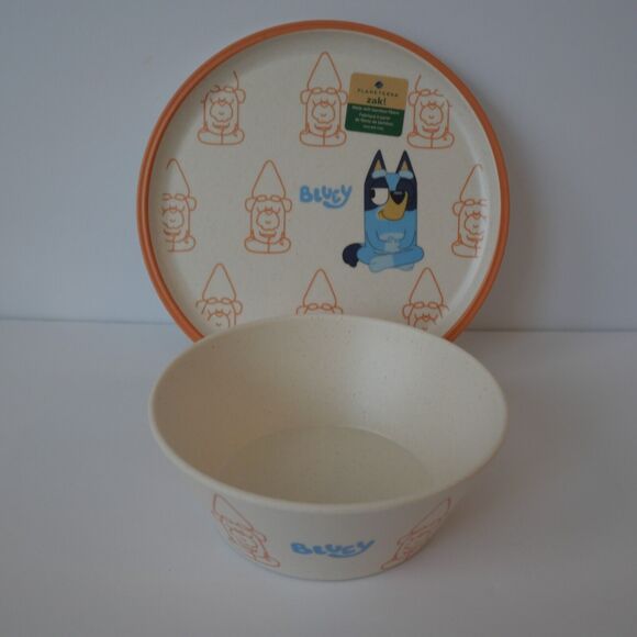 NEW Bluey 8 Piece Set Dinner Plate and Bowl Matching Set Zak Bamboo 4 Colors - Picture 3 of 13
